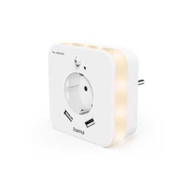 HAMA LED нощна лампа с контакт, 2x USB изхода