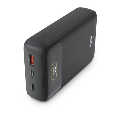 HAMA Външна батерия "PD20-W20", 20000 mAh, 3 изхода: 2 x USB-C, USB-A, Бързо зареждане