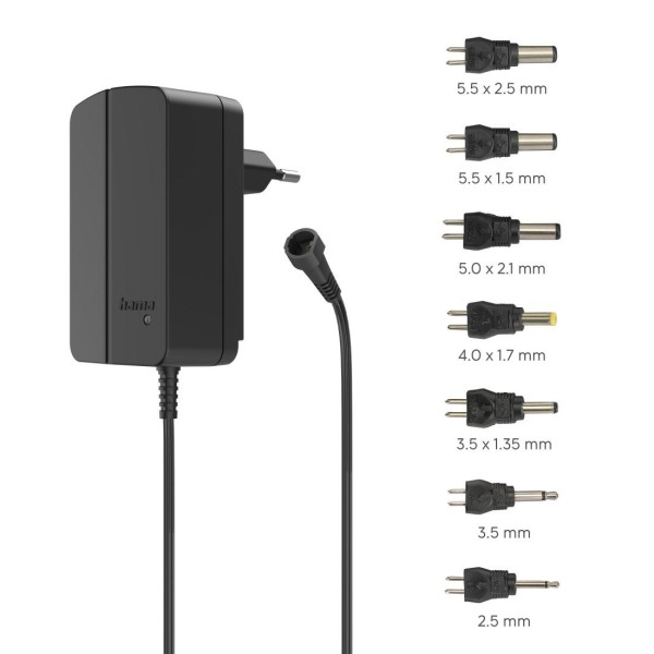HAMA Универсално захранване, регулируемо, 1500mA, 24W, max. 24V, 7 адаптера