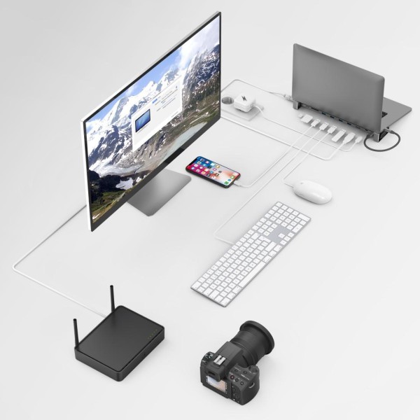 Докинг станция 9 в 1 HAMA, 4 x USB-A, USB-C, HDMI™, LAN, SD, microSD, Сив