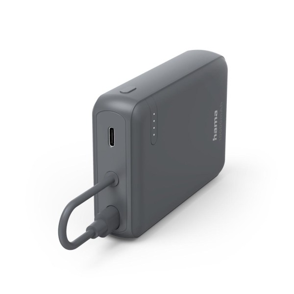 HAMA Външна батерия „Travel“ с кабел, 10000mAh, 2 изхода: 2x USB-C, антрацит
