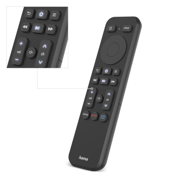 HAMA Дистанционно управление за TV + Netflix, Prime Video, бутони Disney+, програмируемо