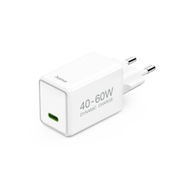 HAMA Бързо зарядно устройство, 40–60 W, GaN, USB-C, PD, Dynamic Fast Charger, бяло