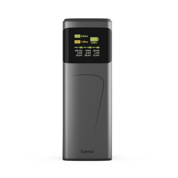 HAMA Външна батерия „High Power“, 200 W, 24000 mAh, 2x USB-C, USB-A, бързо зареждане