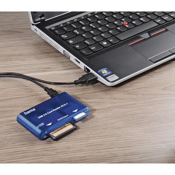 Четец за карти HAMA 35 in 1, USB 2.0, Син