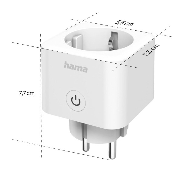 HAMA Смарт мини  WiFi контакт 3680W, 16A с прил. за измерване на консумацията на ток