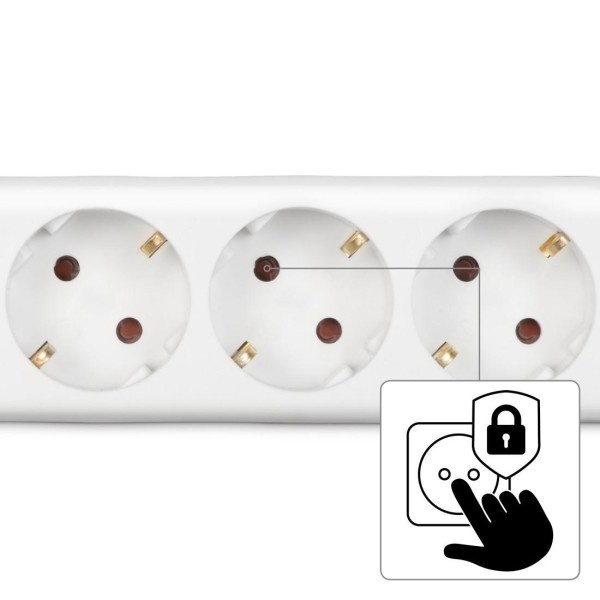 Разклонител HAMA 30569, 3 гнезда, 3.0м, защита за деца, Бял