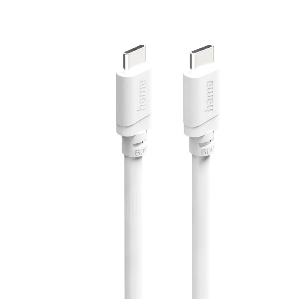 HAMA Кабел за зареждане USB-C - USB-C, 60 W, 1 m, бял